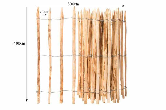 Staketenzaun aus Haselnuss mit Lattenabstand 100cm 7-9cm 5lfm