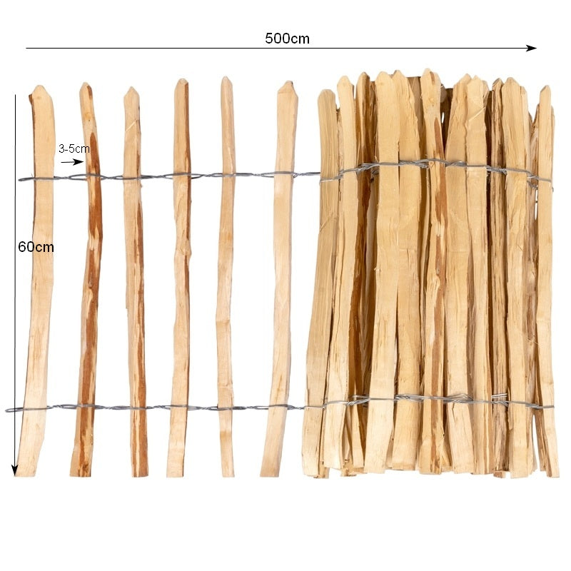 Staketenzaun aus Haselnuss 60cm Höhe mit Lattenabstand 3-5cm 5lfm