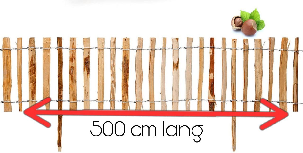 Staketenzaun aus Haselnuss mit Lattenabstand 35cm 7-9cm 5lfm